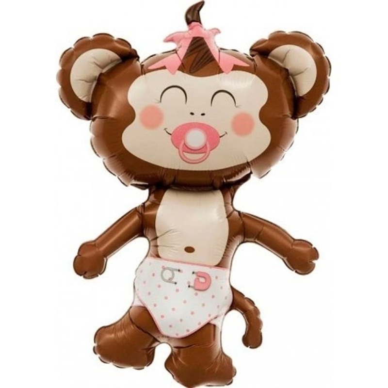 14" Air-Filled Balloon - Pink Monkey