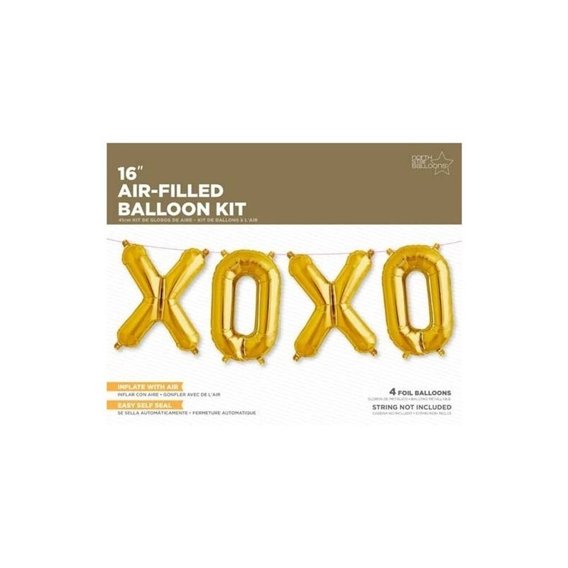 16" Air - Filled Balloon Kit - Gold XOXO