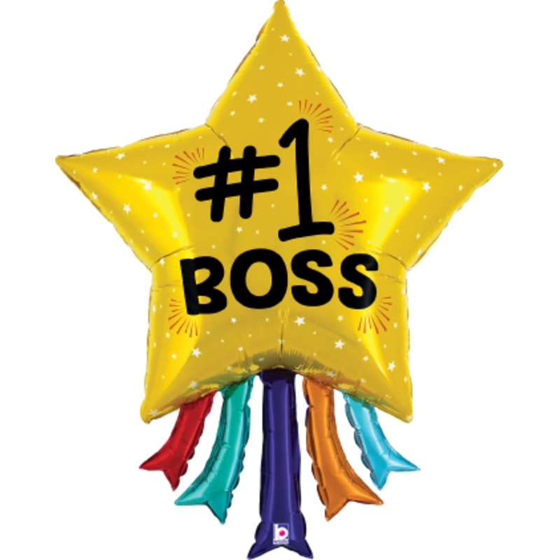 Betallic #1 Boss Star 36 inch Shaped Foil Balloon Packaged 1ct