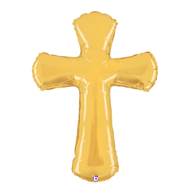 Betallic Cross 39 inch Shaped Foil Balloon Packaged 1ct