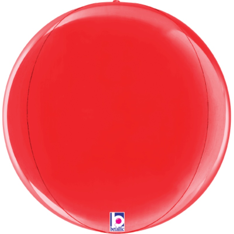 Betallic Dimensionals Red Globe 15 inch Multi-Sided Shaped Foil Balloon Packaged 1ct