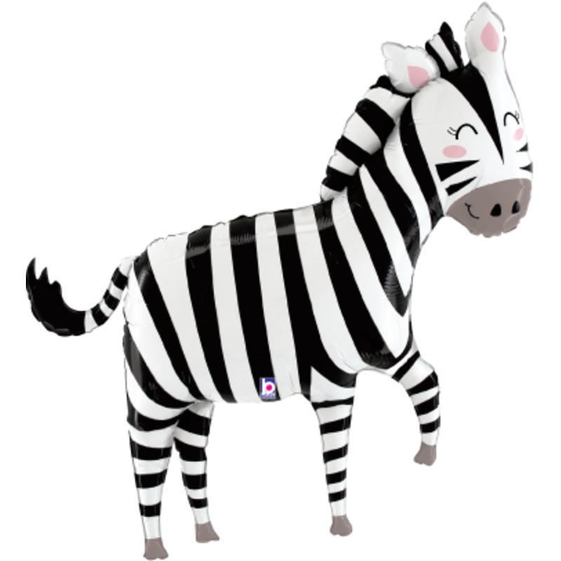 Betallic Jungle Zebra 43 inch Shaped Foil Balloon Packaged 1ct