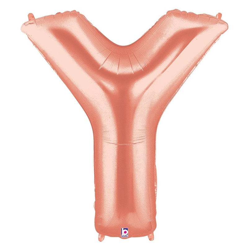 Betallic Letter Y Rose Gold 34 inch Shaped Foil Balloon Packaged 1ct
