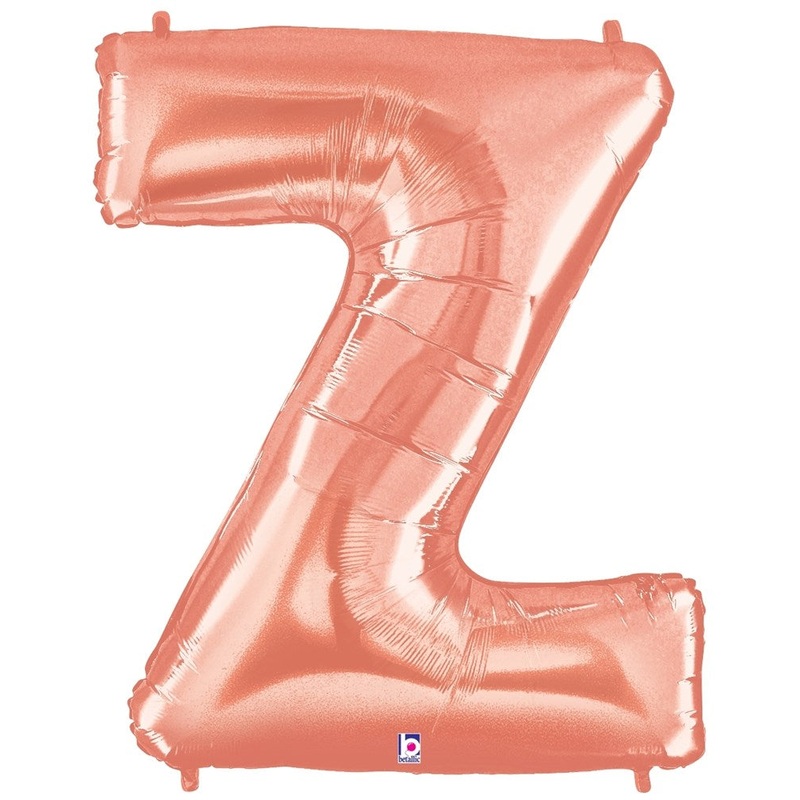 Betallic Letter Z Rose Gold 34 inch Shaped Foil Balloon Packaged 1ct