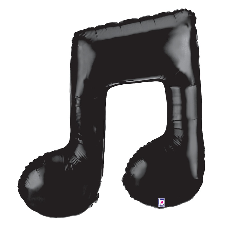 Betallic Music Note Double Black 34 inch Shaped Foil Balloon Packaged 1ct