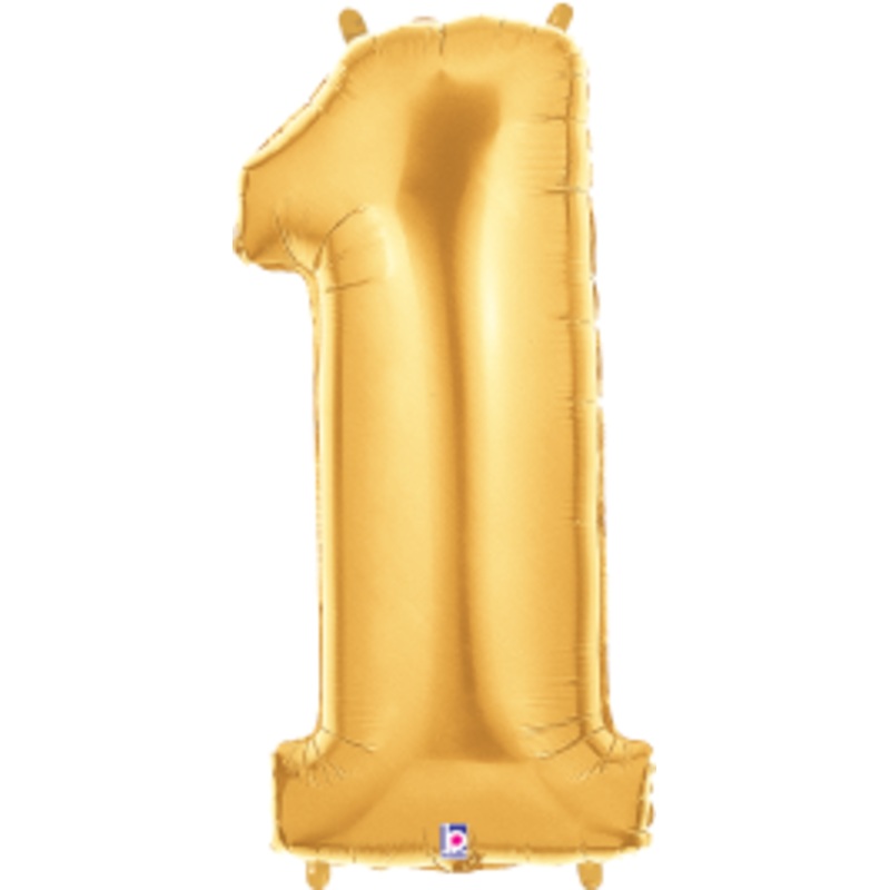 Betallic Number 1 Gold 34 inch Shaped Foil Balloon Packaged 1ct