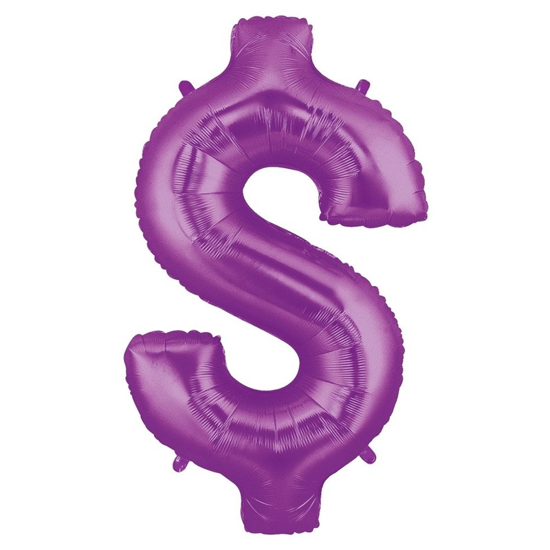 Betallic Number $ Purple 34 inch Shaped Foil Balloon Packaged 1ct