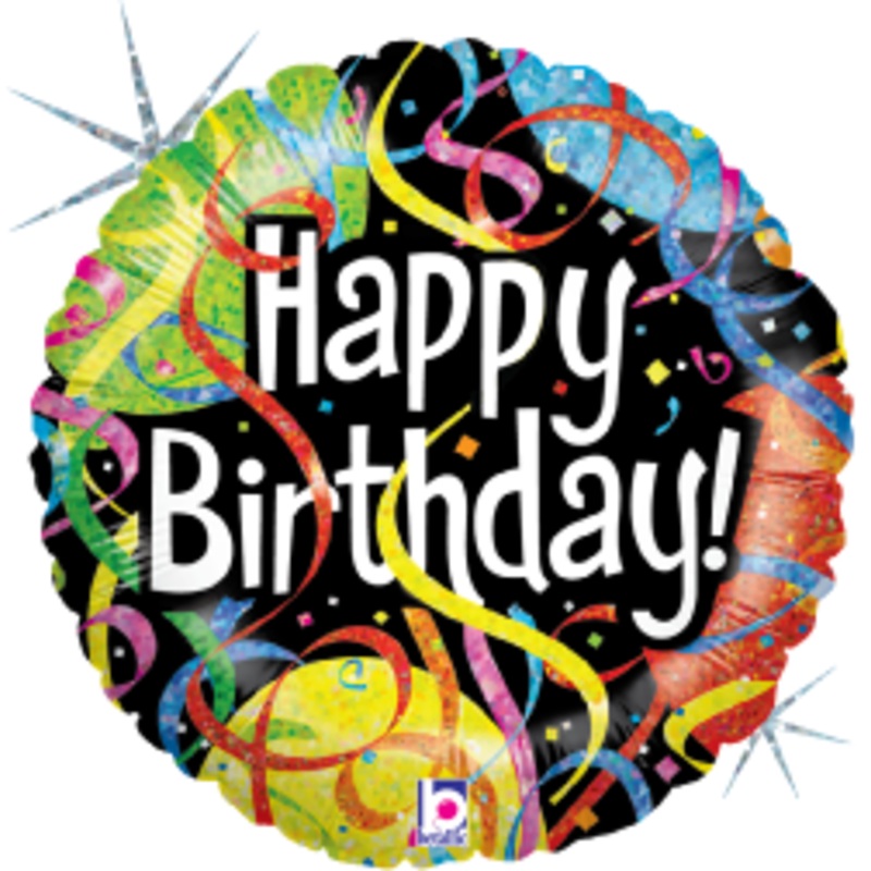 Betallic Party Streamers Birthday 18 inch Holographic Balloon Packaged 1ct