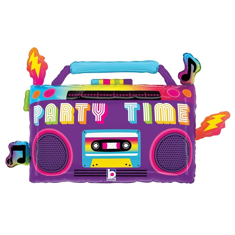 Betallic Party Time Boom Box 28 inch Foil Balloon Packaged