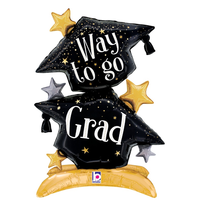 Betallic Standups Grad Hats 29 inch Air Filled Shape Foil Balloon 1ct