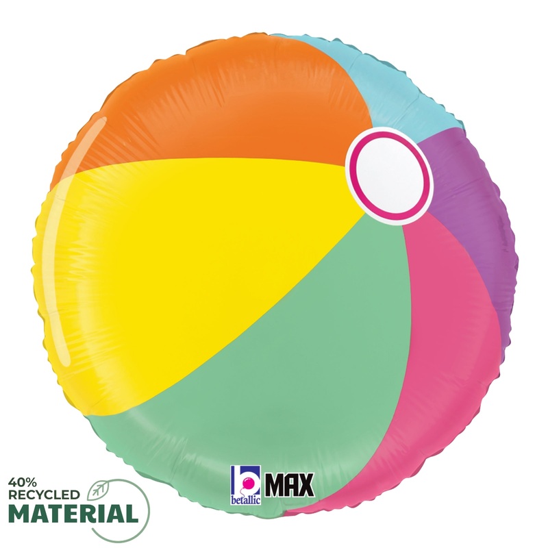 Betallic Summer Beach Ball 18 inch MAX Float 40 Percent Recycled Round Balloon 1ct