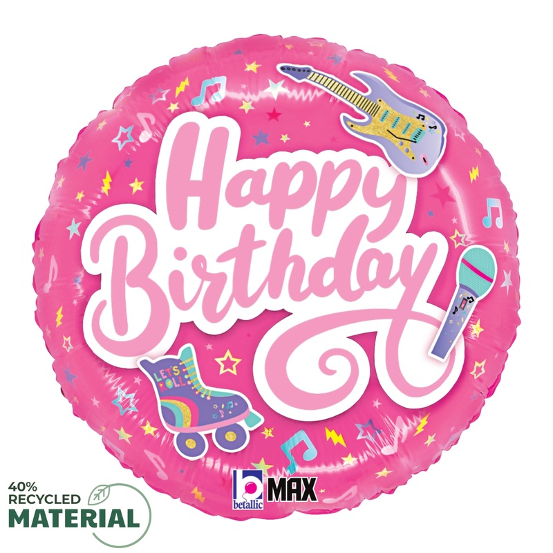 Betallic Totally Awesome Pink Birthday 18 inch MAX Float 40 Percent Recycled Round Foil Balloon 1ct