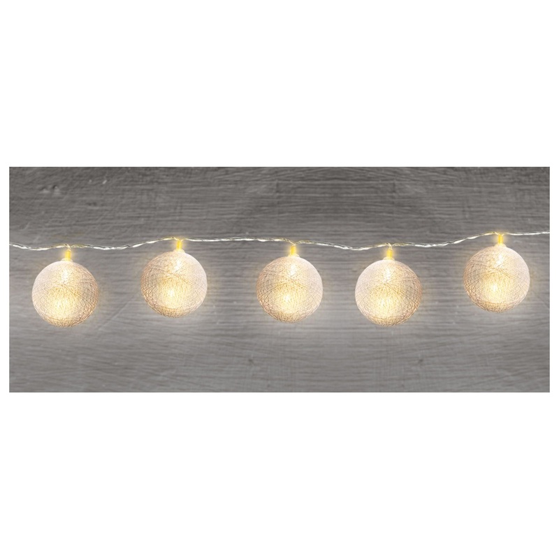Light Blue Cotton Balls Battery Operated LED String Lights