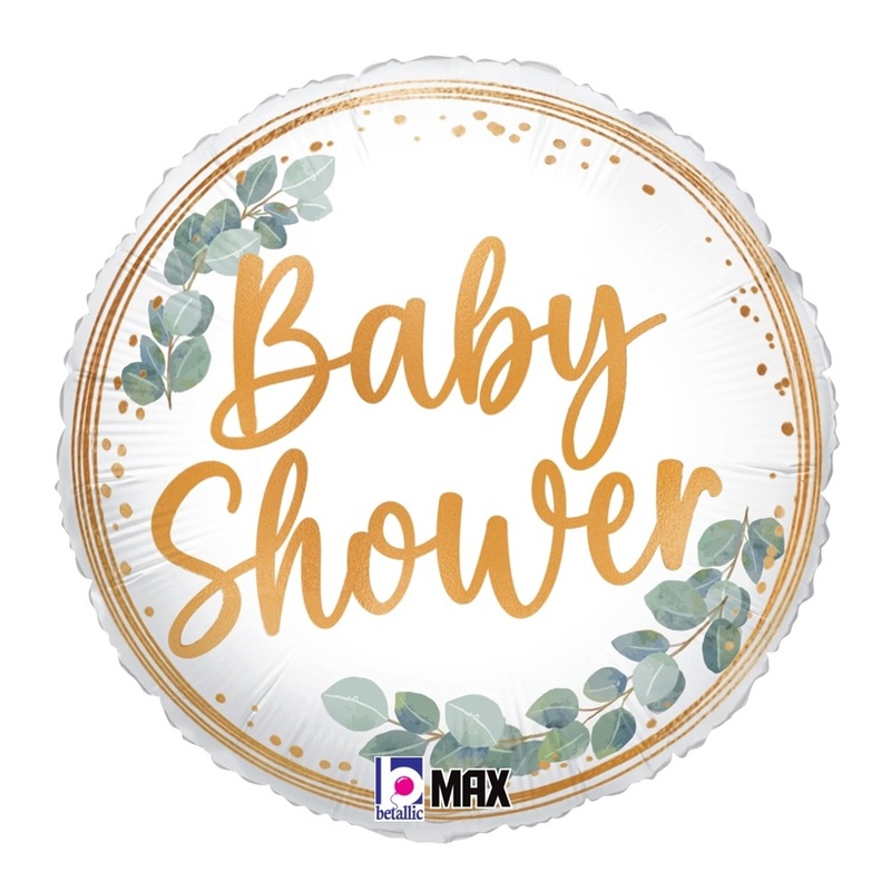 Betallic Baby Shower Eucalyptus 18 inch MAX Float Round Foil Balloon Packaged