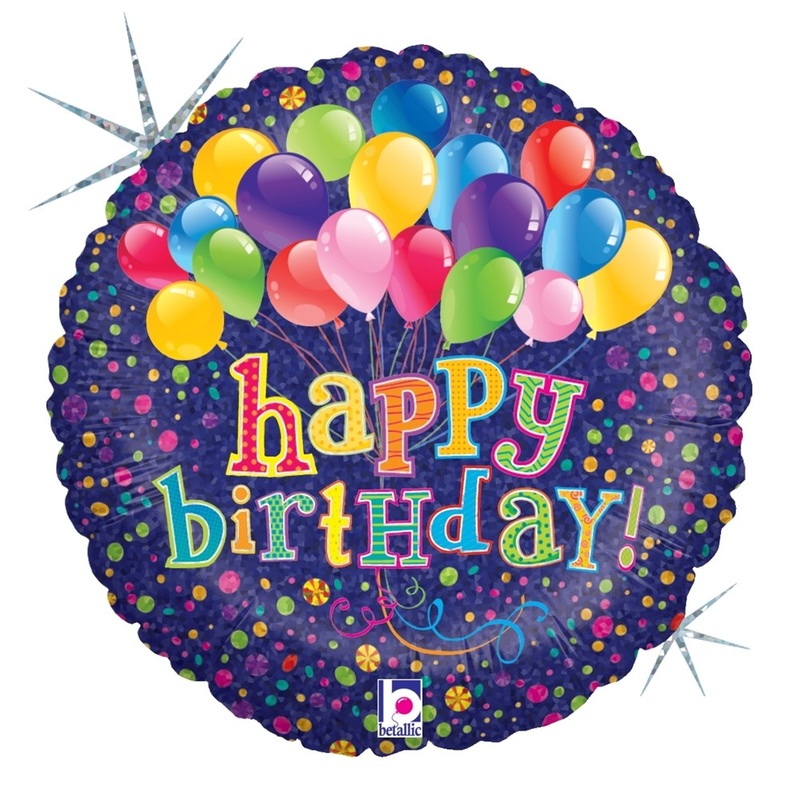 Betallic Big Bunch of Balloons Birthday 18 inch Holographic Balloon Packaged 1ct
