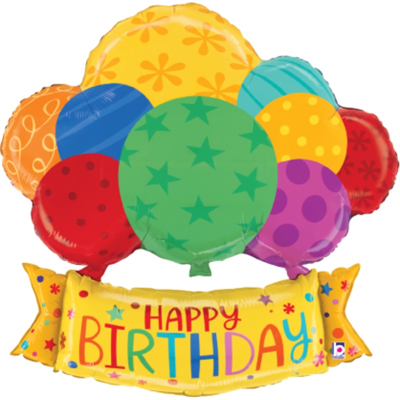 Betallic Birthday Balloons Banner 29 inch Shaped Foil Balloon Packaged 1ct
