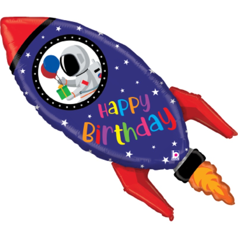 Betallic Birthday Rocket 36 inch Shaped Foil Balloon Packaged 1ct