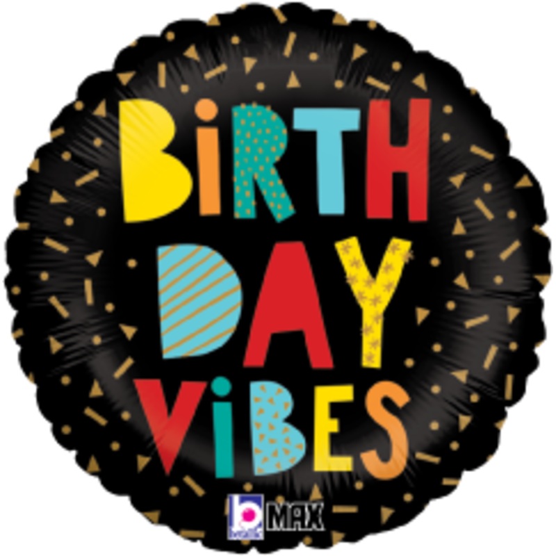 Betallic Birthday Vibes 18 inch MAX Float Round Balloon Packaged 1ct