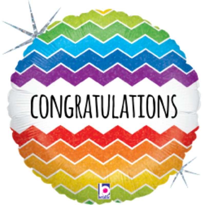 Betallic Chevron Congratulations 18 inch Holographic Balloon Packaged 1ct
