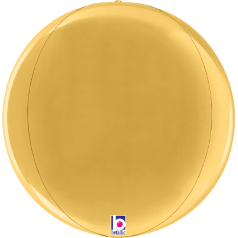 Betallic Dimensionals Gold Globe 15 inch Multi-Sided Shaped Foil Balloon Packaged 1ct