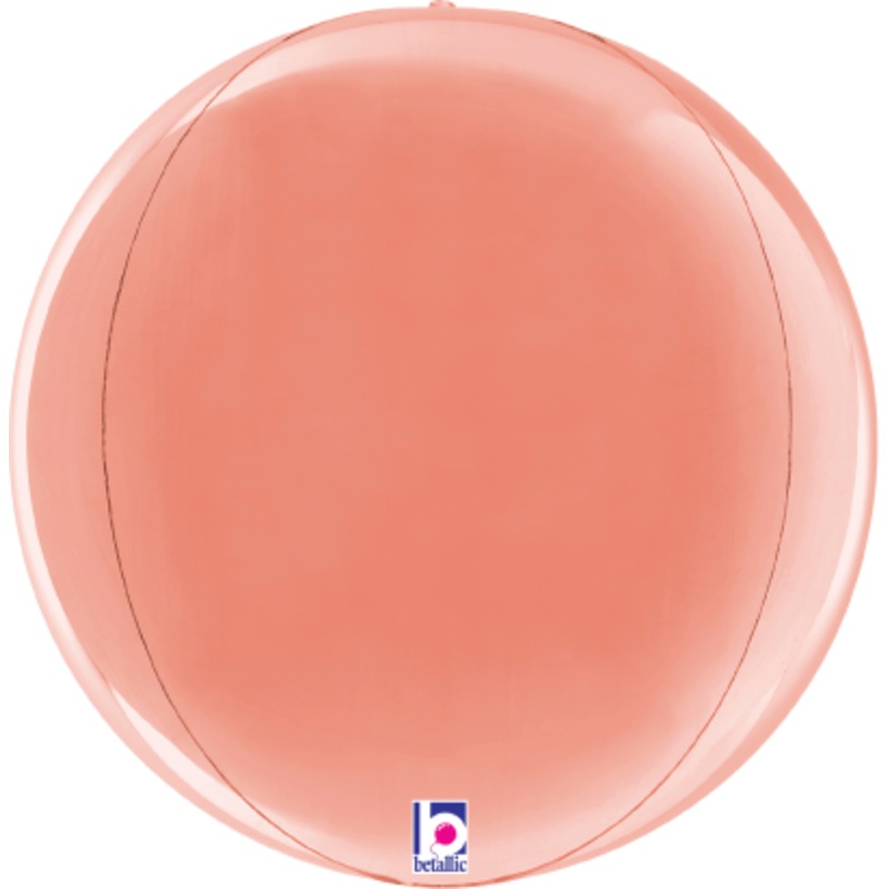 Betallic Dimensionals Rose Gold Globe 15 inch Multi-Sided Shaped Foil Balloon Packaged 1ct
