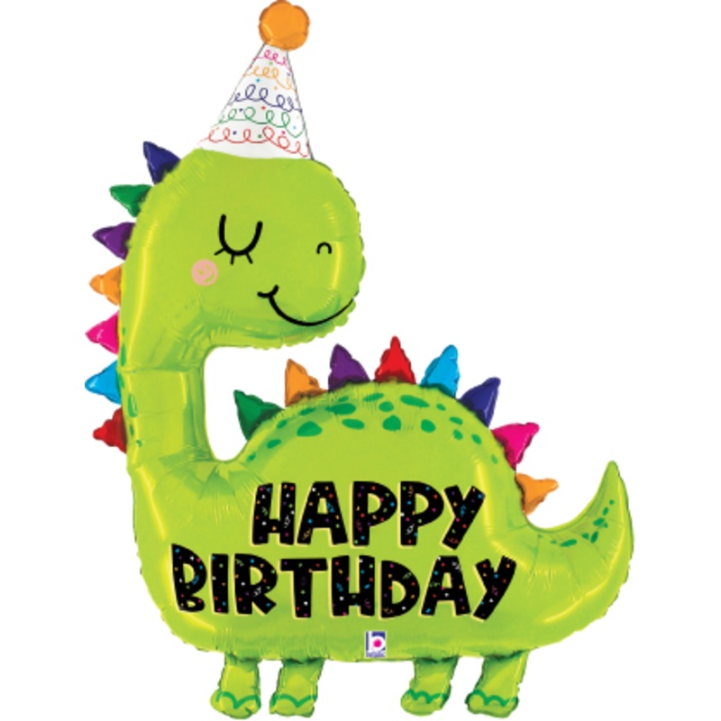 Betallic Dino Birthday 38' Shaped Foil Balloon Packaged 1ct