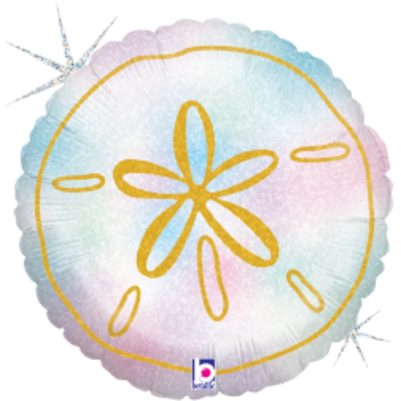 Betallic Glitter Sand Dollar 18 inch Glitter Holographic Balloon Packaged 1ct