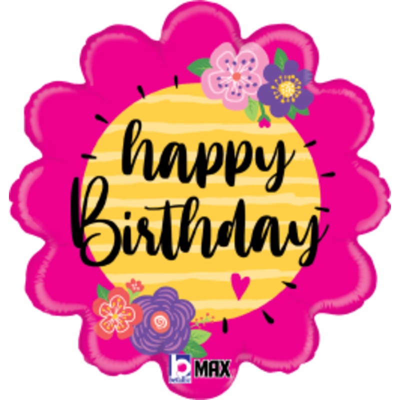 Betallic Happy Birthday Flowers 18 inch MAX Float Flower Balloon Packaged 1ct