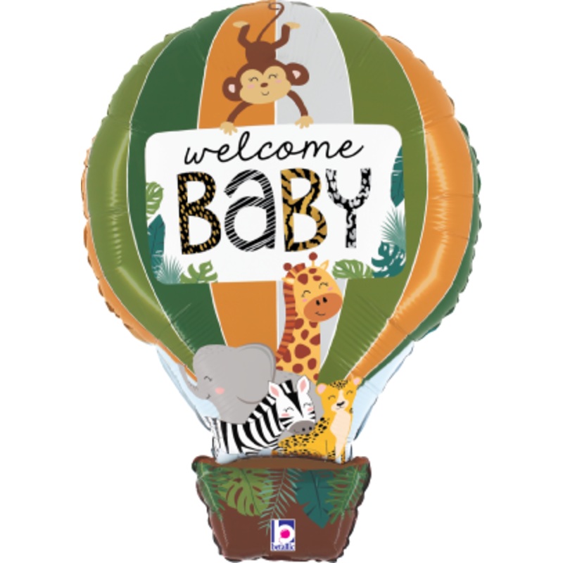 Betallic Jungle Animal Welcome Baby 24 inch Shaped Foil Balloon Packaged 1ct