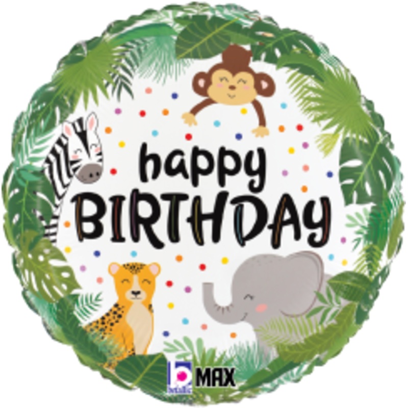 Betallic Jungle Birthday 18 inch MAX Float Round Balloon Packaged 1ct
