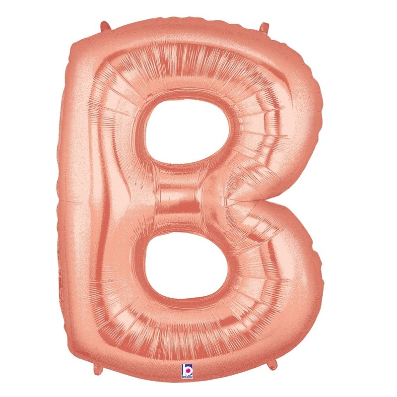 Betallic Letter B Rose Gold 34 inch Shaped Foil Balloon Packaged 1ct