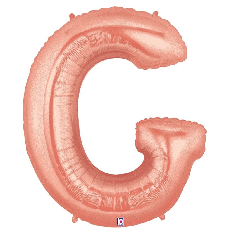 Betallic Letter G Rose Gold 34 inch Shaped Foil Balloon Packaged 1ct