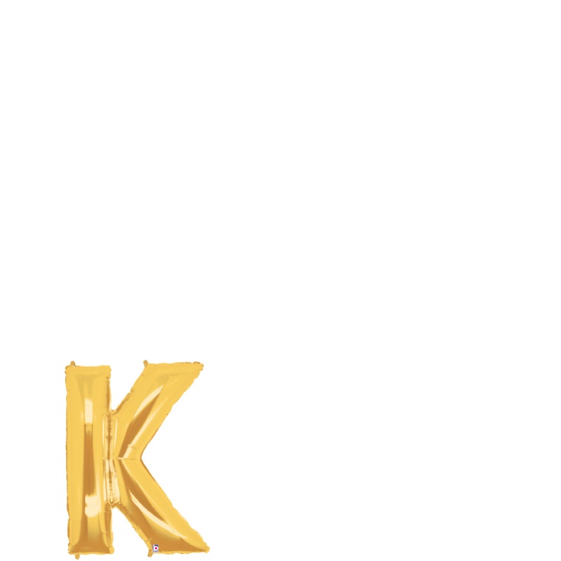 Betallic Letter K Gold 34 inch Shaped Foil Balloon Packaged 1ct