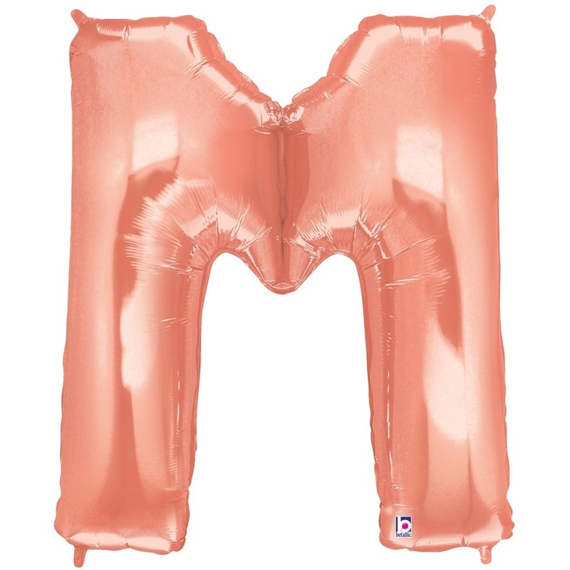 Betallic Letter M Rose Gold 34 inch Shaped Foil Balloon Packaged 1ct