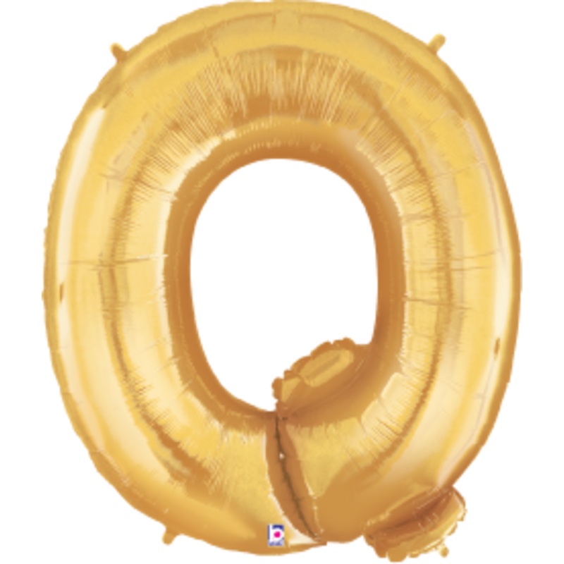 Betallic Letter Q Gold 34 inch Shaped Foil Balloon Packaged 1ct