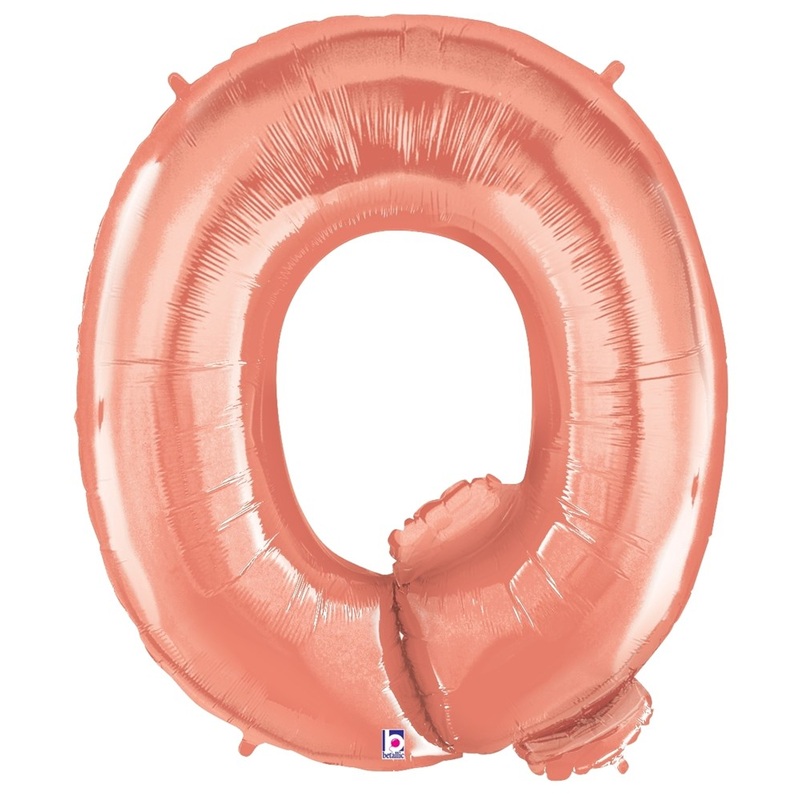 Betallic Letter Q Rose Gold 34 inch Shaped Foil Balloon Packaged 1ct