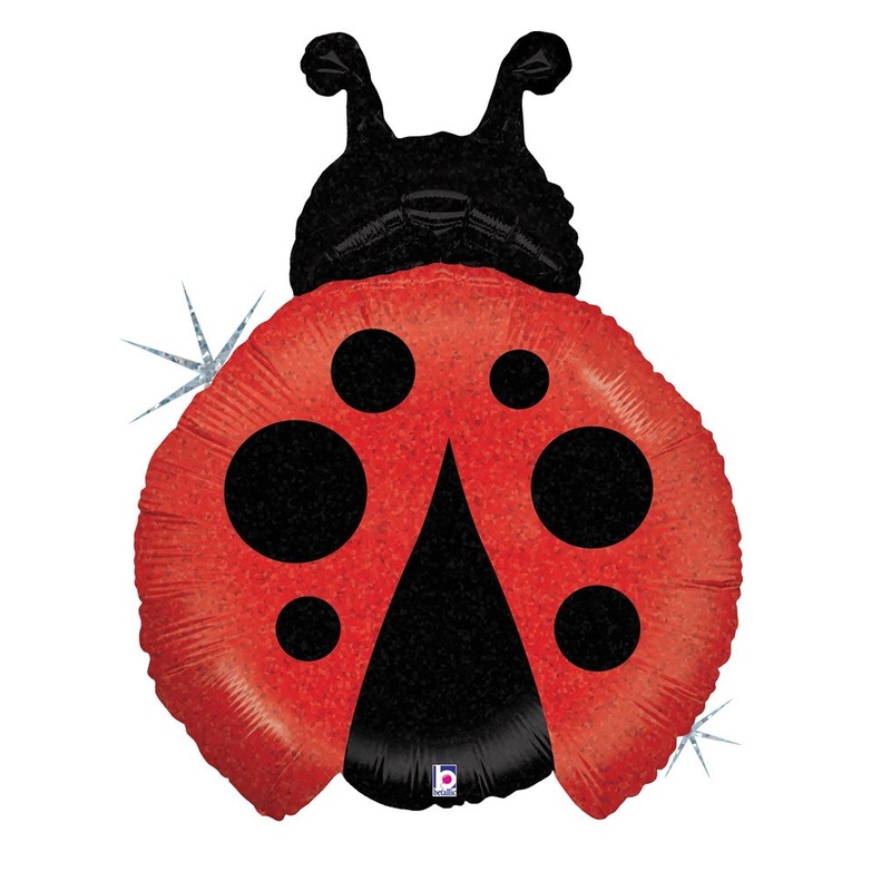 Betallic Little Ladybug 23 inch Holographic Shaped Foil Balloon Packaged 1ct