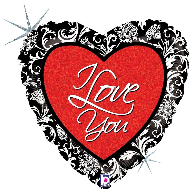 Betallic Love Damask 18 inch Holographic Balloon Packaged 1ct