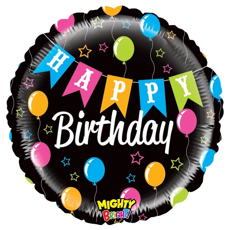 Betallic Mighty Banner Birthday 21 inch Mighty Bright Balloon Packaged 1ct