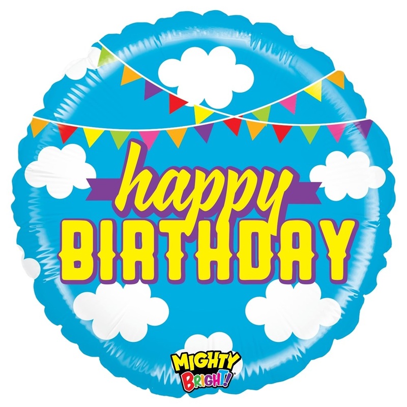 Betallic Mighty Birthday Clouds 21 inch Mighty Bright Balloon Packaged 1ct