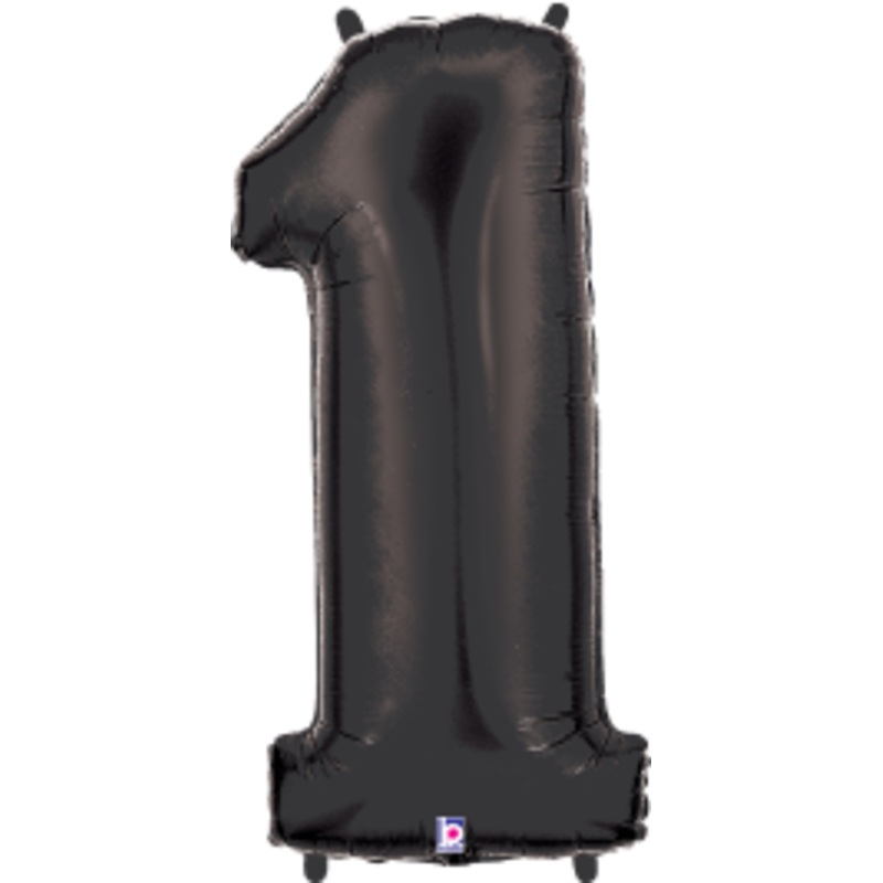 Betallic Number 1 Black 34 inch Shaped Foil Balloon Packaged 1ct