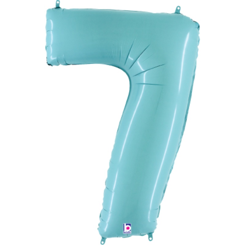 Betallic Number 7 Pastel Blue 34 inch Shaped Foil Balloon Packaged 1ct