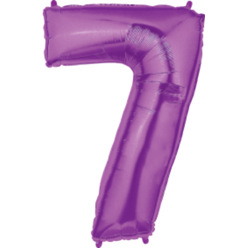 Betallic Number 7 Purple 34 inch Shaped Foil Balloon Packaged 1ct
