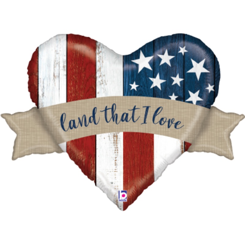Betallic Patriotic Land That I Love 25 inch Shaped Foil Balloon Packaged 1ct