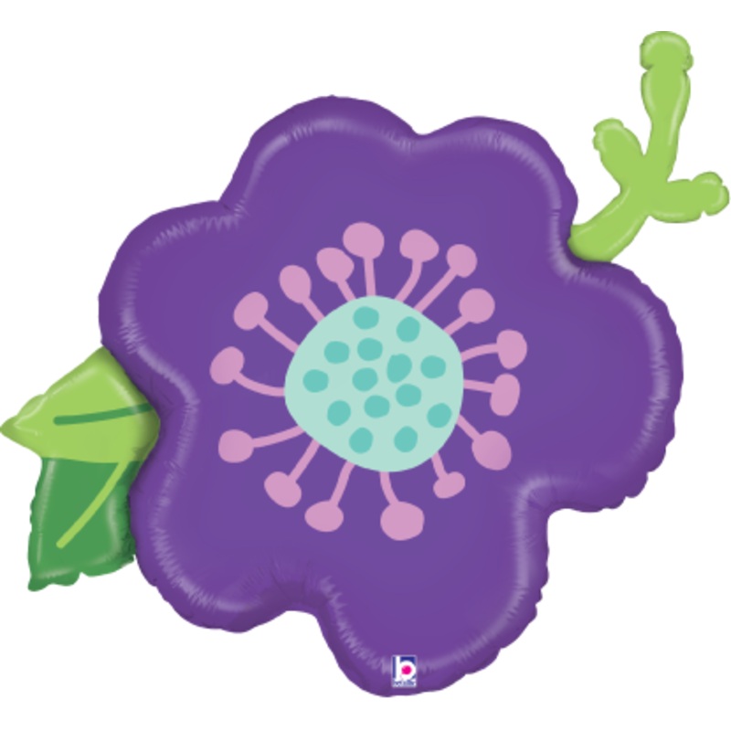 Betallic Purple Flower 30 inch Shaped Foil Balloon Packaged 1ct