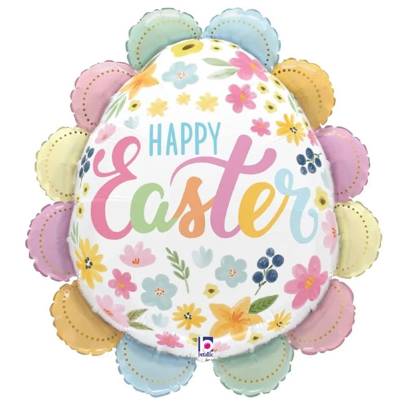Betallic Ruffled Floral Eaaster Egg 30 inch Foil Balloon 1ct