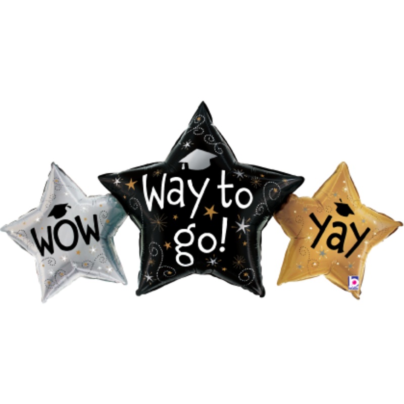 Betallic Way To Go Grad Stars 43inch Packaged Foil Balloon