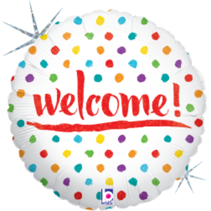 Betallic Welcome Dots 18 inch Holographic Balloon Packaged 1ct