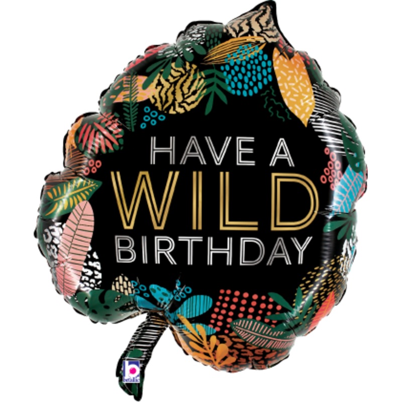 Betallic Wild Birthday Tropical Leaf 24 inch Shaped Foil Balloon Packaged 1ct
