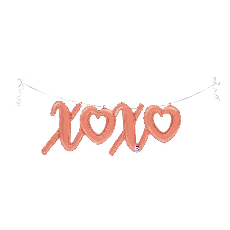 Betallic XOXO Script 34 inch Air Filled Foil Shape packed w/straw 1ct